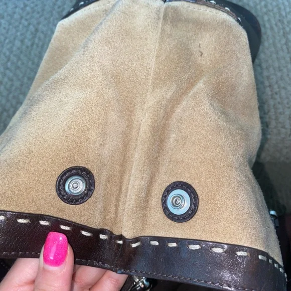 Coach hamptons maddison suede leaterh carryall satchel - Picture 3 of 11